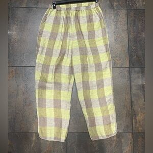 Aritzia Plaid Ankle Pants in Green and Brown